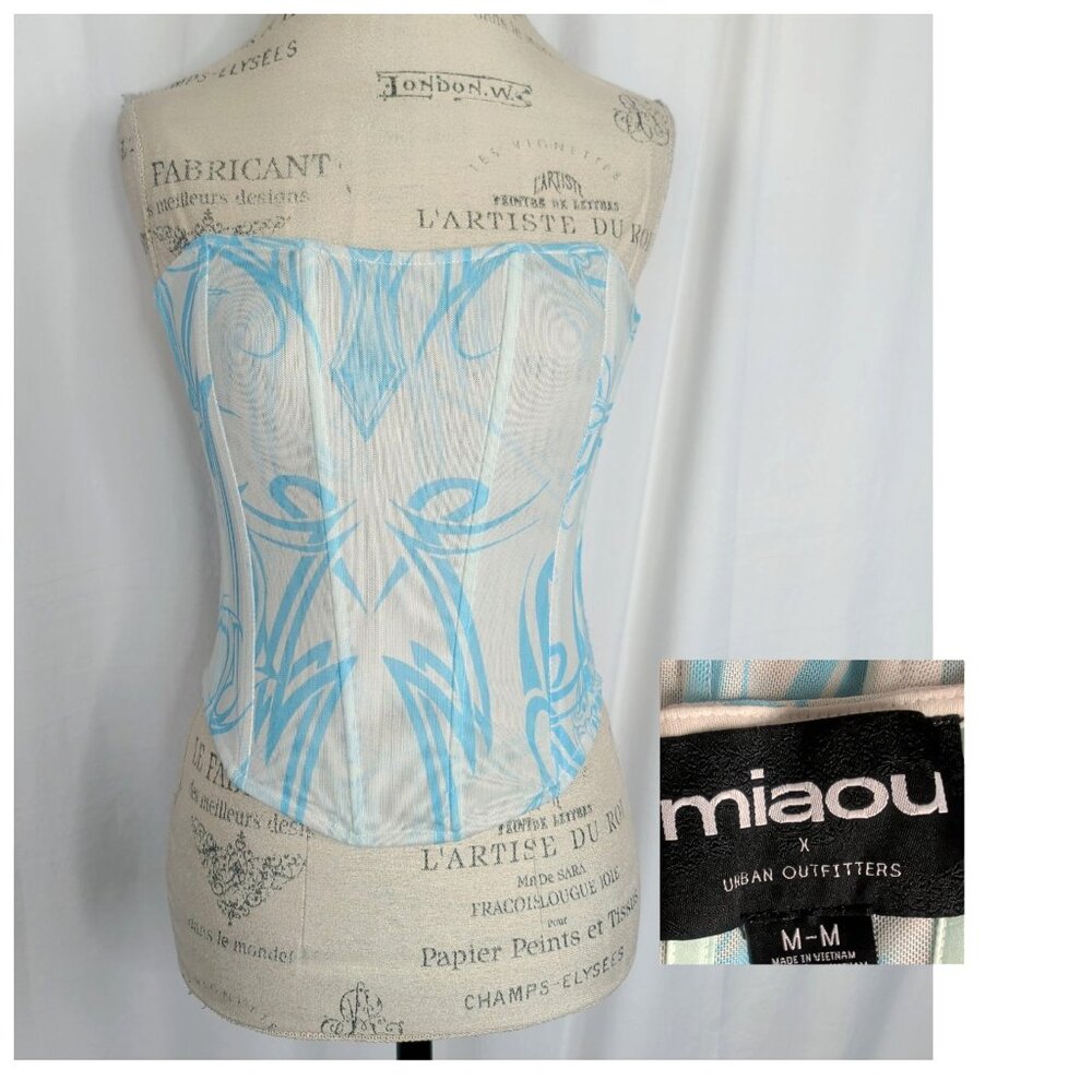 Miaou x Urban Outfitters Corset Medium Mesh White Blue